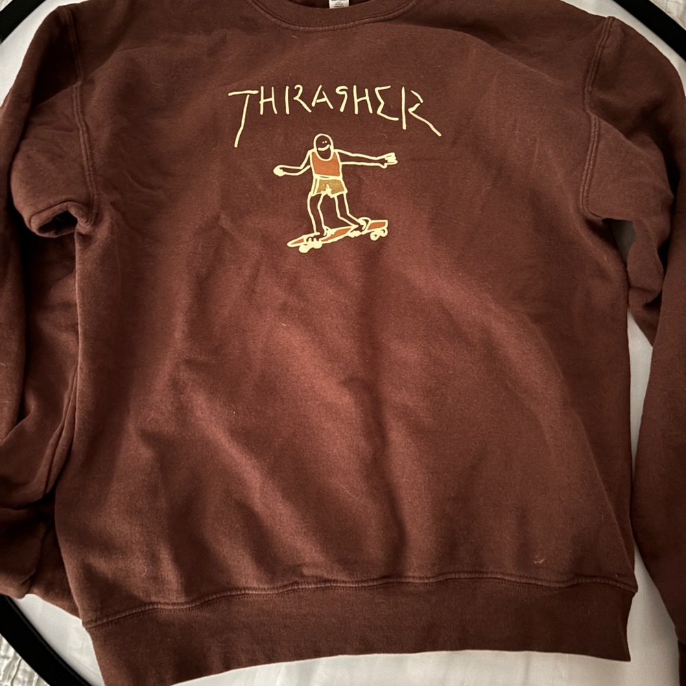 Thrasher Brown Hoodie with Skater Graphic